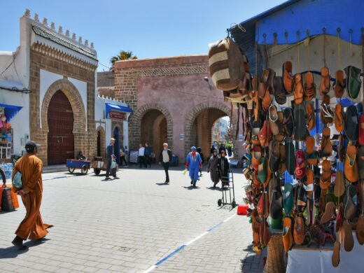 People Walking In An Old City Market In Morocco